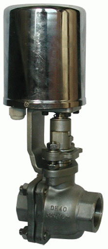 Клапан шаровой двухходовой регулирующий неполнопроходной GH100-4 c электроприводом (на низкую и высокую температуру)